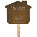 House Stock Shape Fan w/ Wooden Stick